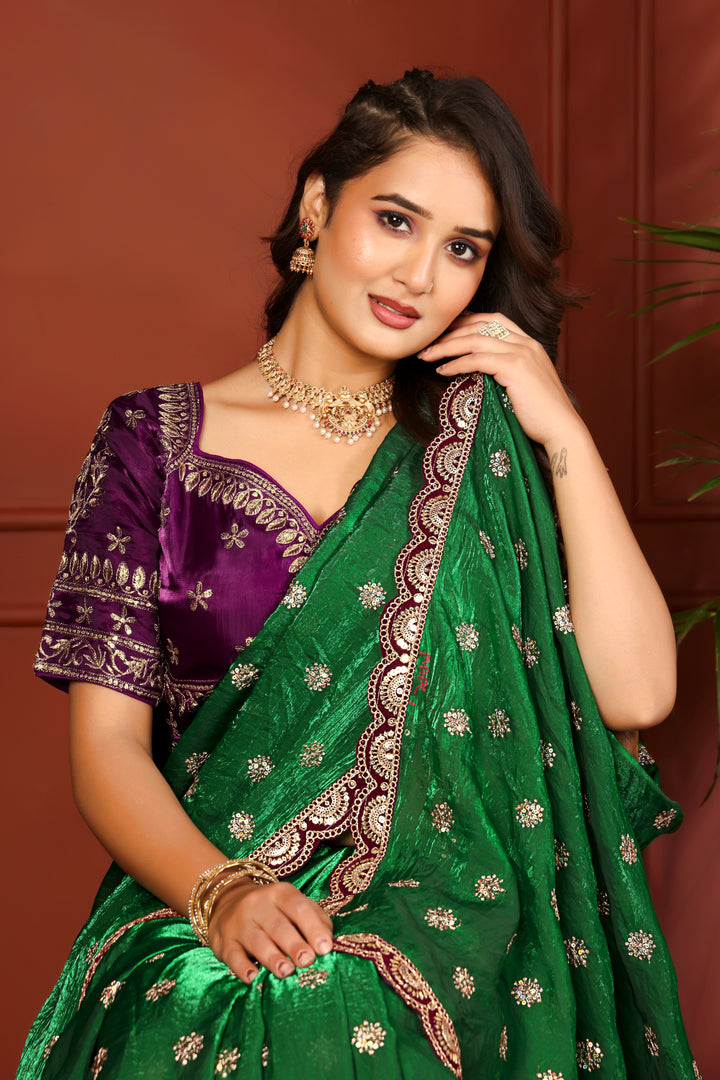 Green Goddess Saree with stitched blouse