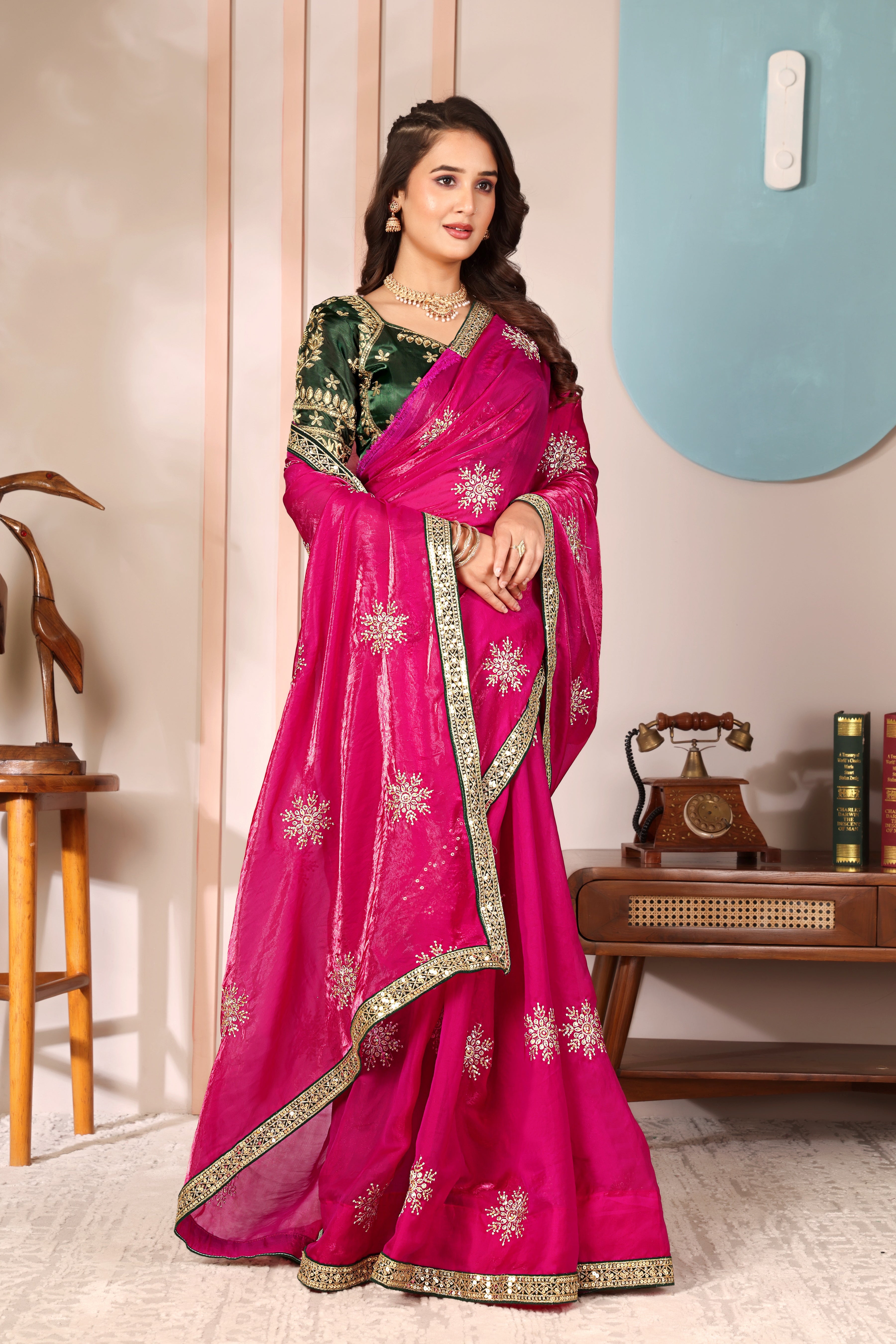 Regal Rose Saree with stitched blouse