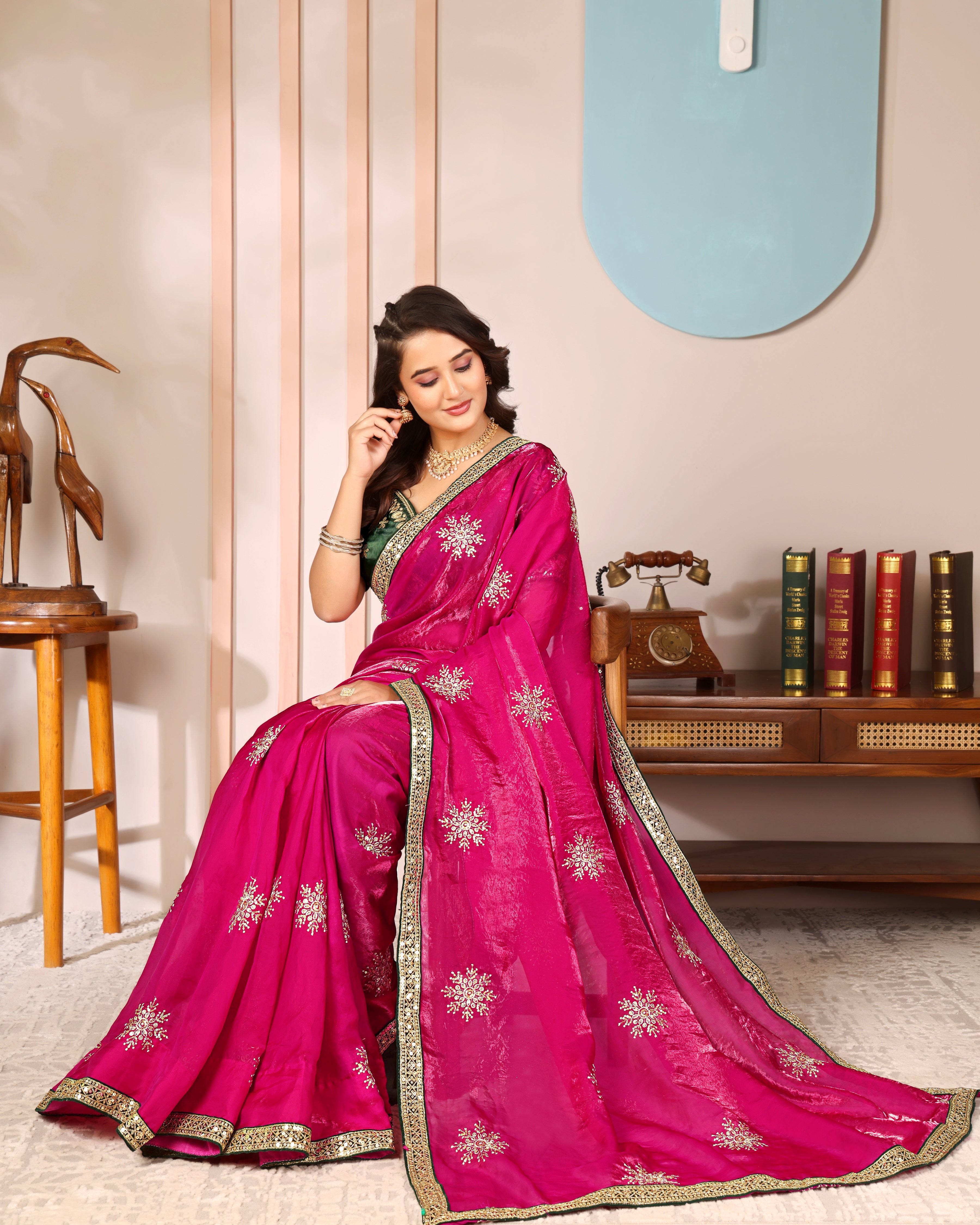 Regal Rose Saree with stitched blouse