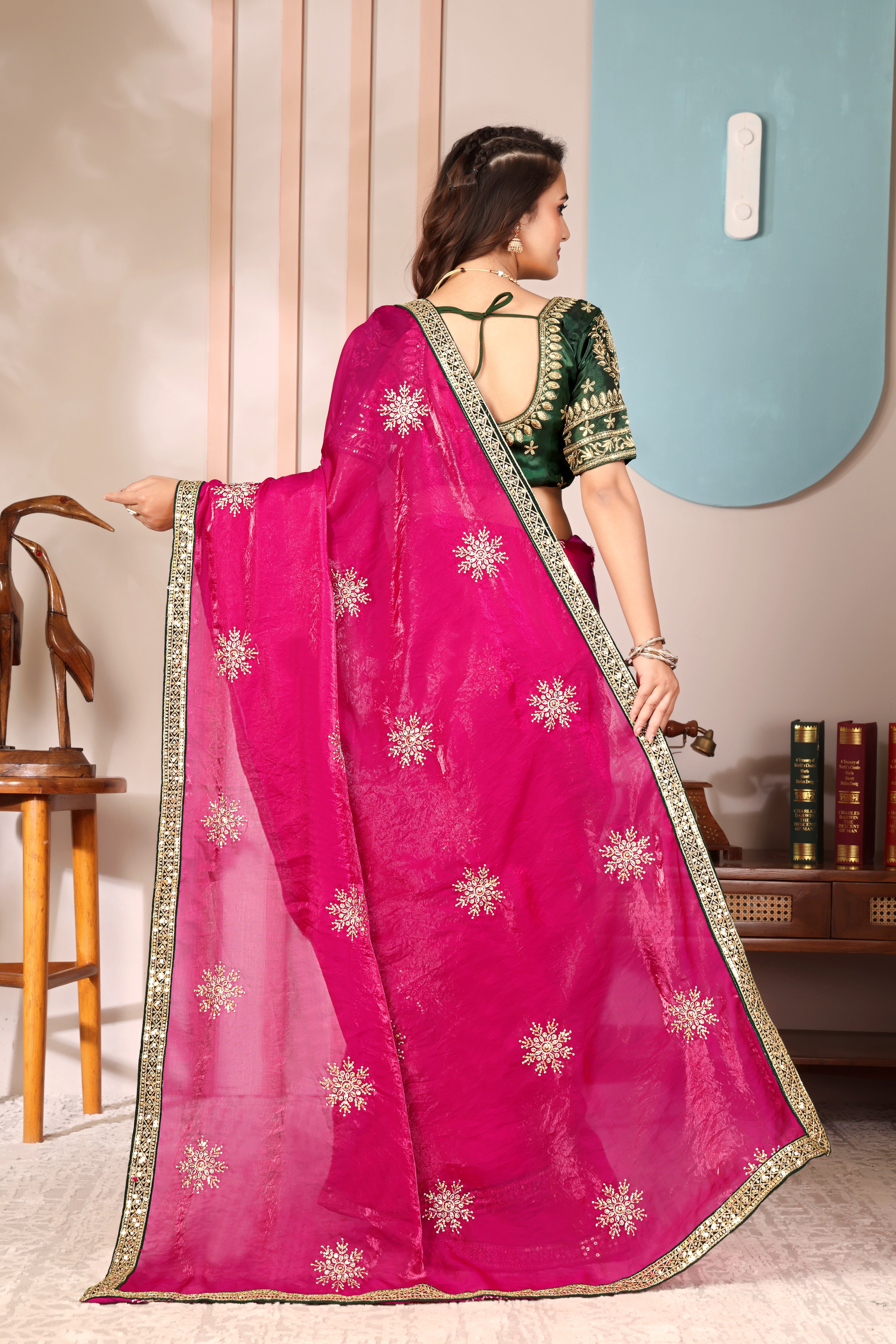 Regal Rose Saree with stitched blouse