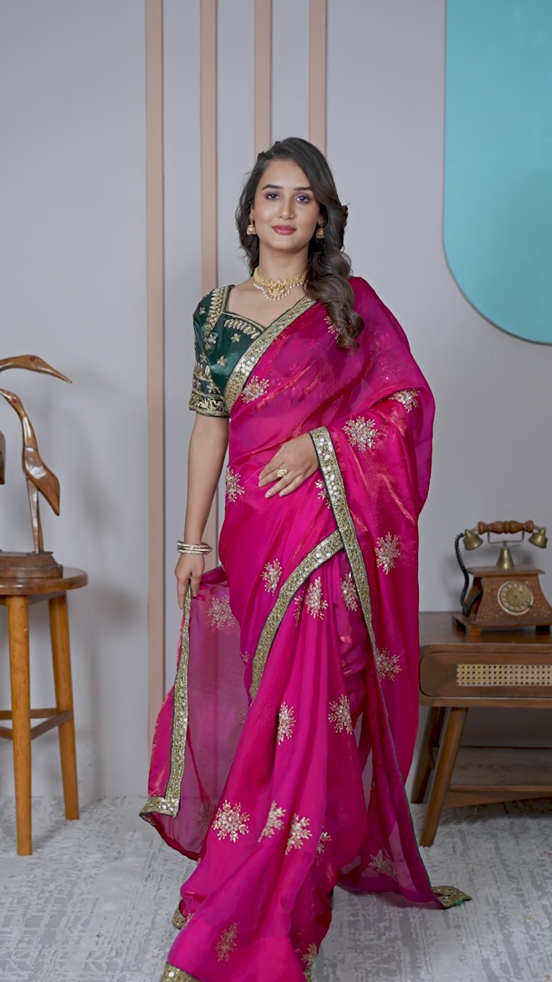 Regal Rose Saree with stitched blouse